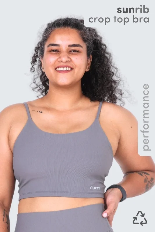 Trendy Looks W Sun Rib Crop Top Sports Bra - Stone
