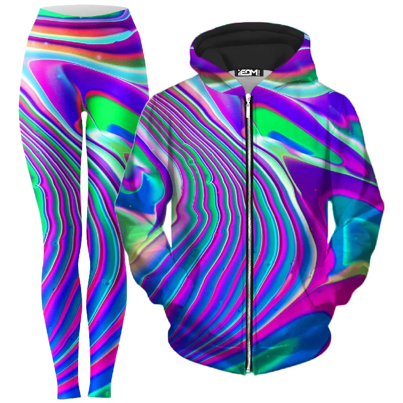Cozy Shirts Tangerine Dream Zip-Up Hoodie and Leggings Combo