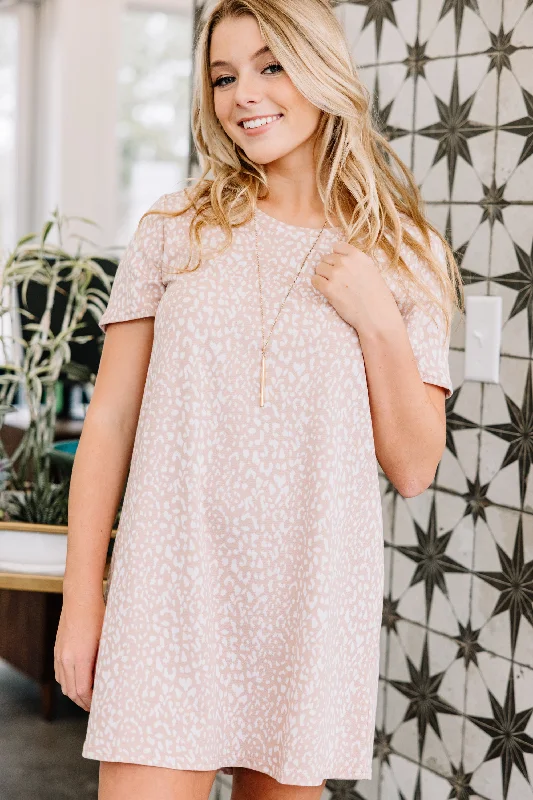 Soft Looks Feeling Special Blush Pink Leopard Dress