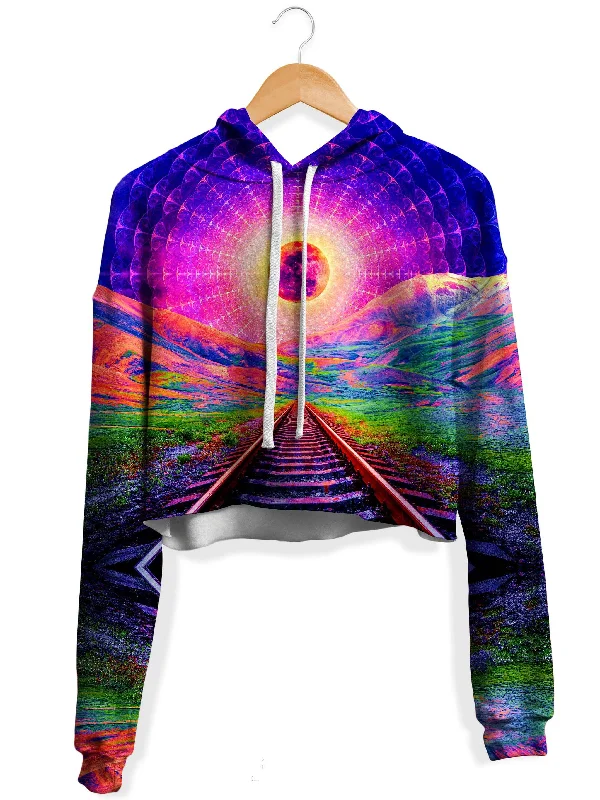 Cozy Chic DMT Landscape Fleece Crop Hoodie