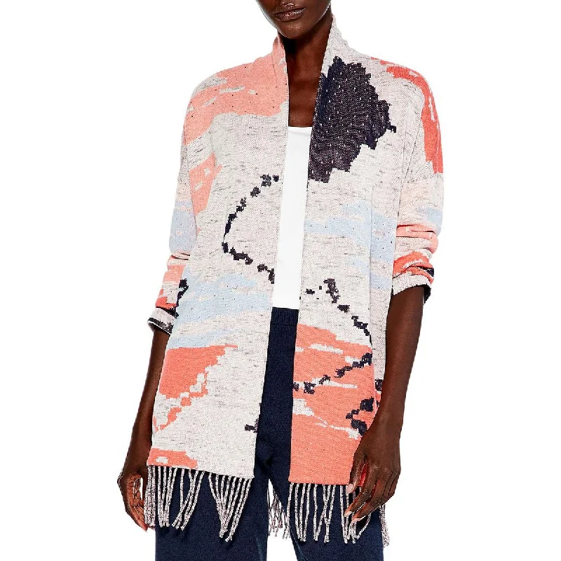 Simple Elegance Nic + Zoe Womens Fringe Open Front Cardigan Sweater