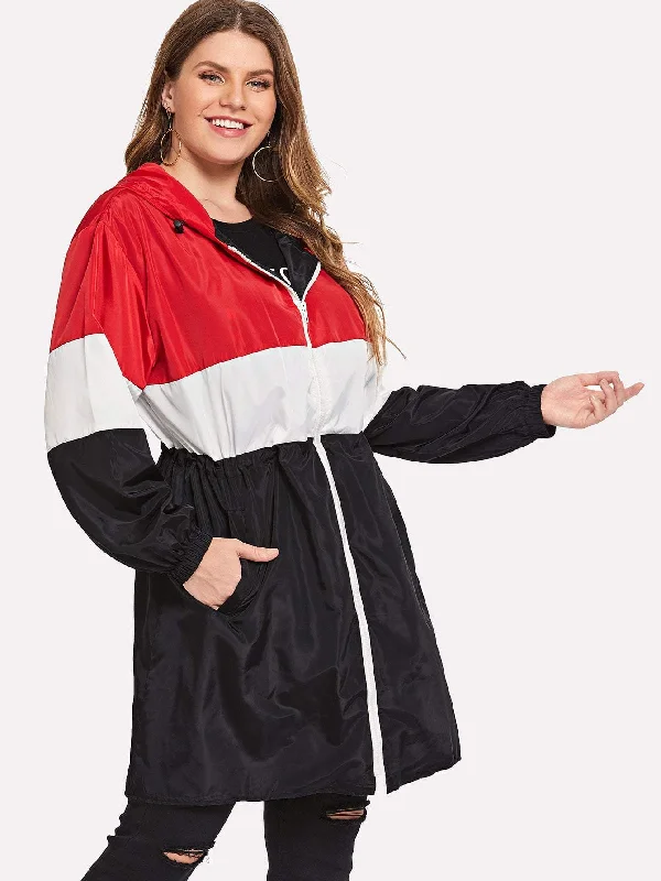 Minimal Comfort Plus Zip Color Block Coat