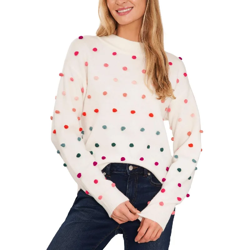 Smart Comfort CeCe Womens Embellished Mock Neck Pullover Sweater