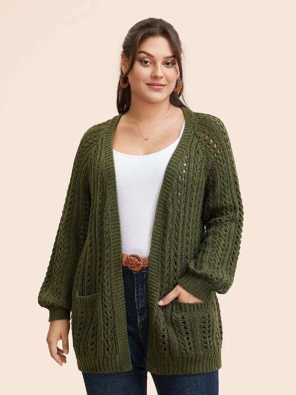 Soft Clothing Solid Cable Knit Raglan Sleeve Cardigan