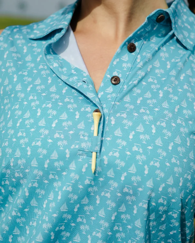 Elegant Fit The Afternoon Round - Aqua - Ladies Sleeveless Golf Polo