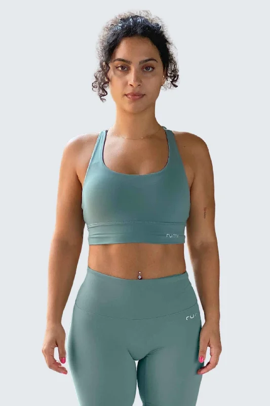 Cozy Chic W SunSoft Stringy Crop Top Bra - Teal Light
