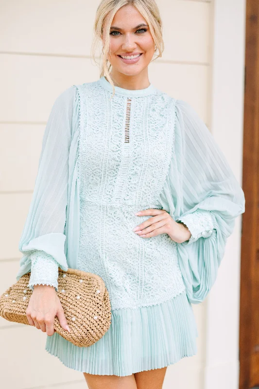 Soft Style Fate: Keep An Eye Out Mint Green Crochet Dress