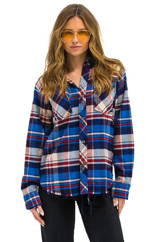 Cozy Pants PLAID FLANNEL LIGHT WEIGHT UNISEX WESTERN SHIRT - PATRIOT PLAID