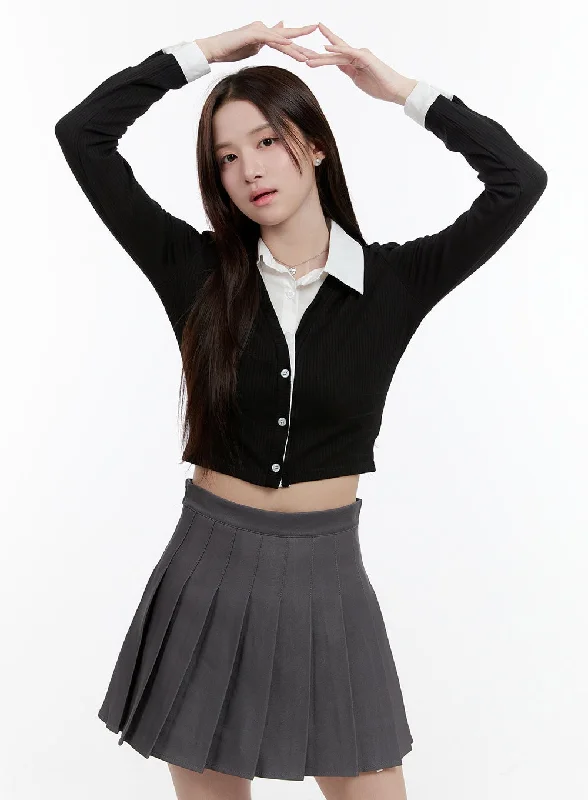 Cozy Fitting Layered Shirt Cardigan OG428