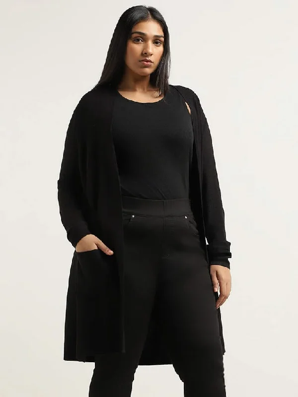 Soft Feel Gia Black Self-Patterned Shrug