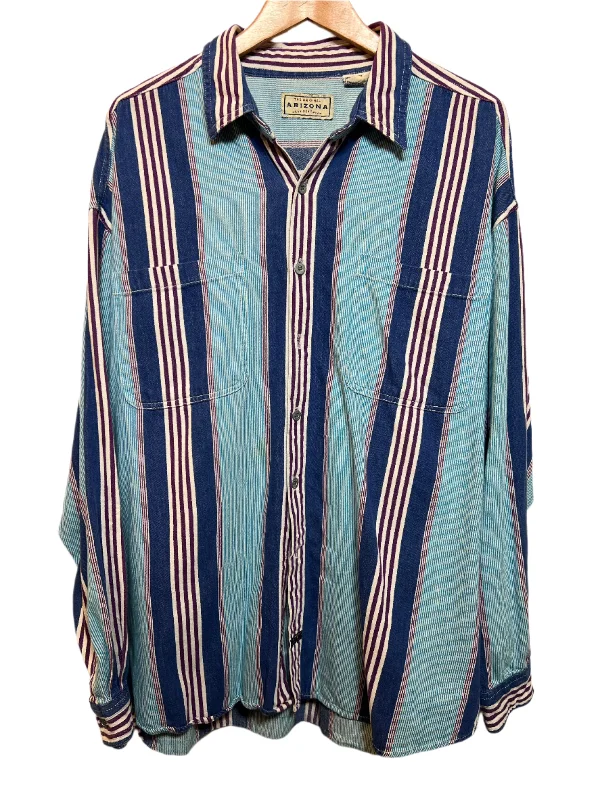 Cozy Apparel Arizona Mens Blue Striped Shirt (Size XL)