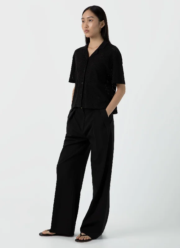 Urban Comfort Women's Lace Mesh Shirt in Black