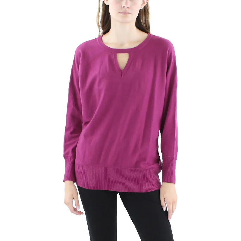 Layered Style Joseph A. Womens Ribbed Trim Cut-Out Pullover Sweater