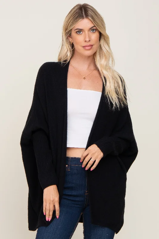 Cozy Vibes Black Dolman Sleeve Cardigan Sweater