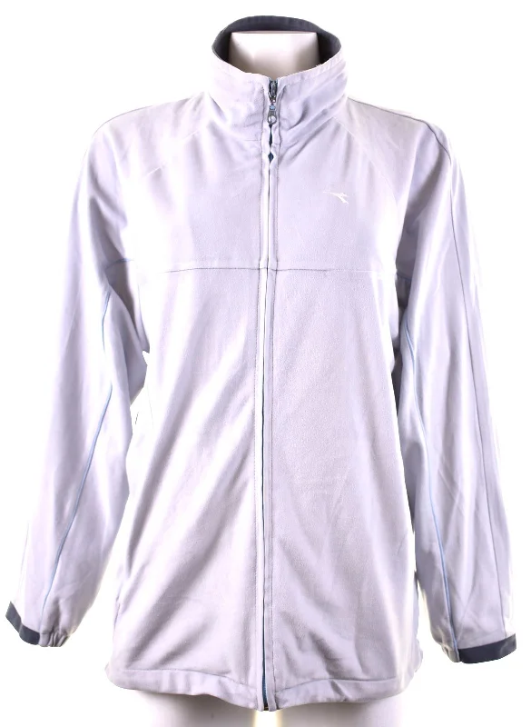Simple Chic DIADORA Womens Tracksuit Top Jacket UK 12 Medium Grey Polyester