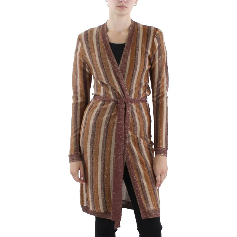 Soft Casuals L'Agence Womens Metallic Open Front Cardigan Sweater