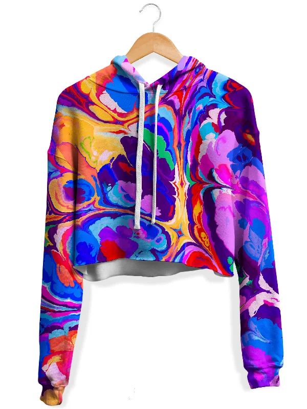 Relaxed Fit Overflow Fleece Crop Hoodie