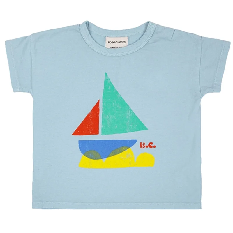 Trendy Dresses Bobo Choses Light Blue Multicor Sail Boat T-Shirt