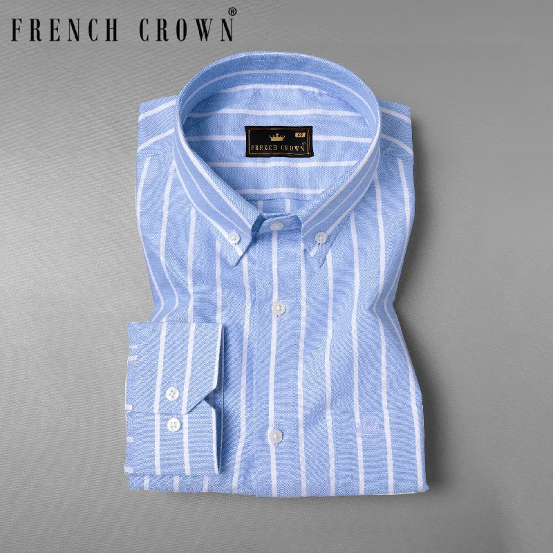 Soft Casuals Polo Blue with White Stripes Royal Oxford Shirt