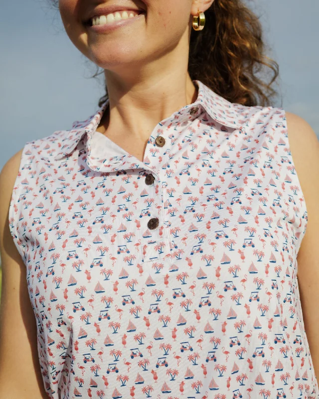 Light Fit The Afternoon Round - Americana - Ladies Sleeveless Golf Polo