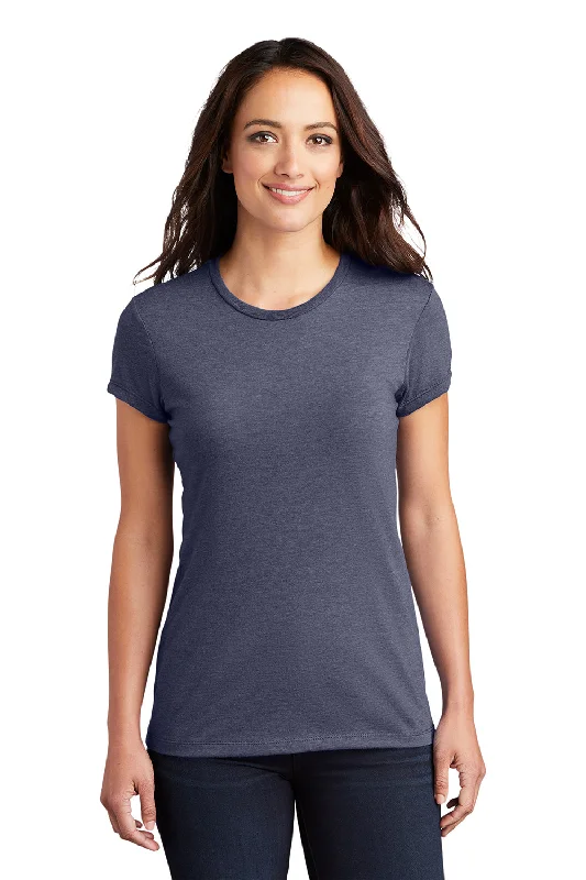 Casual Comfort District Womens Fitted Perfect Tri Short Sleeve Crewneck T-Shirt - Navy Blue Frost