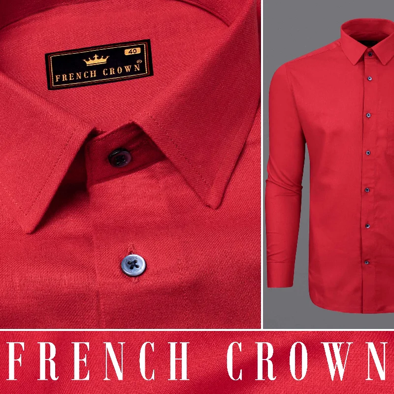 Soft Textures Alizarin Crimson Luxurious Linen Shirt