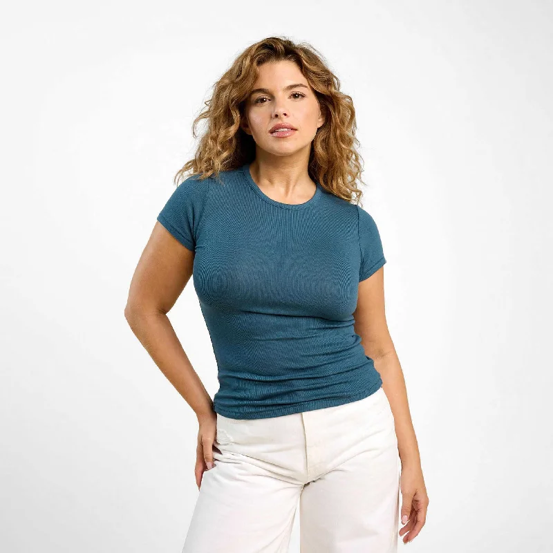 Casual Chic Outfits Slinky Rib Tee | Ocean
