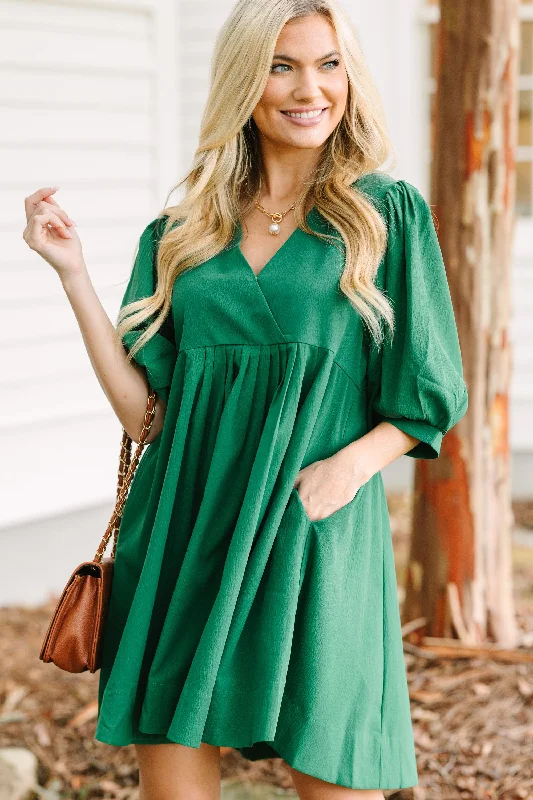 Relaxed Chic Just That Simple Green Babydoll Dress