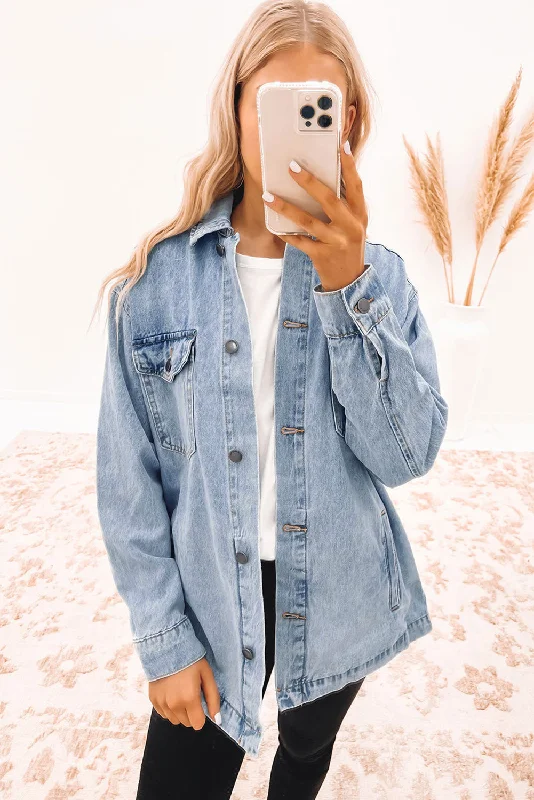 Easy Chic Mixed Print Denim Jacket