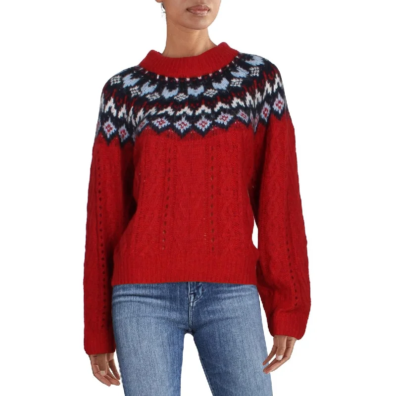 Relaxed Tops Rag & Bone Womens Willow Fairisle Wool Blend Printed Pullover Sweater