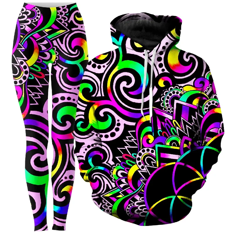 Chic Lounge White Doodle Magic 2.0 Hoodie and Leggings Combo