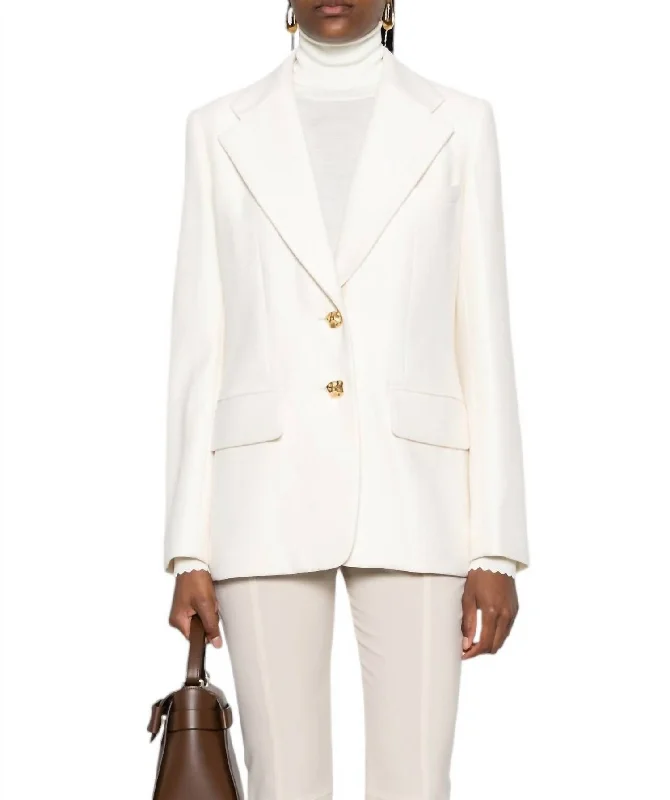 Relaxed Wear Embossed-Buttons Single Breasted Blazer In Coconut Milk