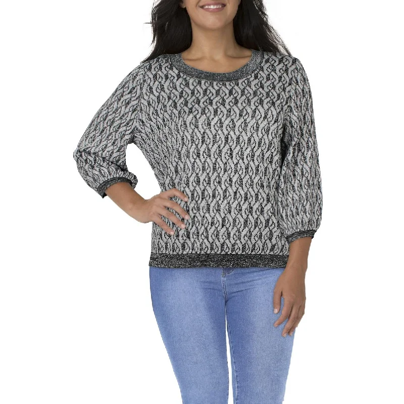 Comfortable Dresses MSK Womens Plus Metallic Knit Pullover Sweater
