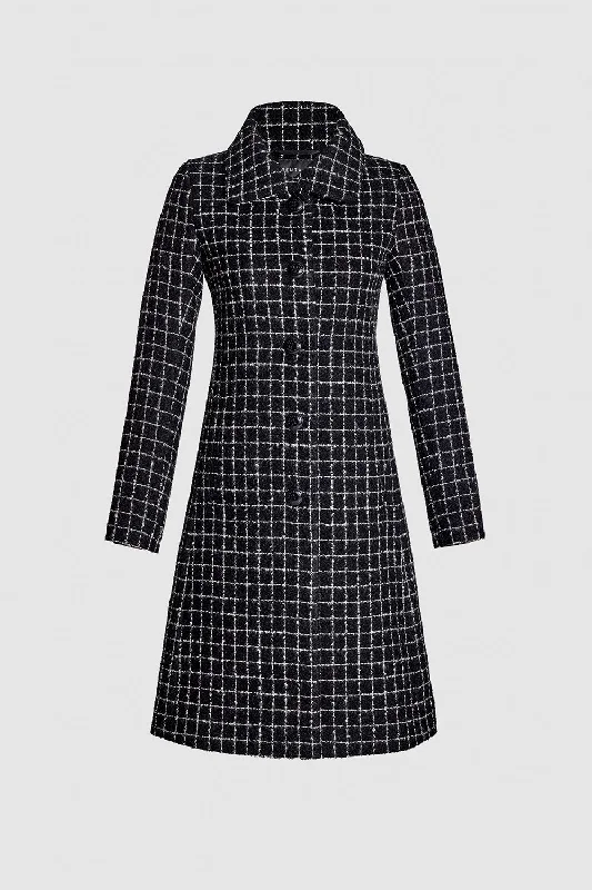 Cozy Sweaters Tweed Suri Alpaca Empire Waist A-line Coat