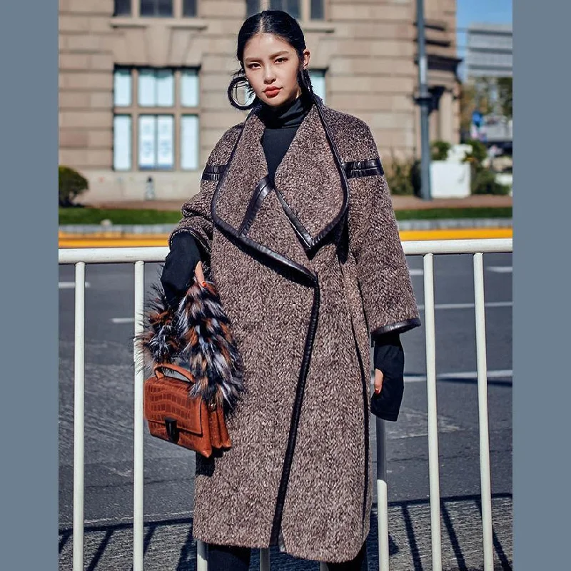 Cozy Apparel 2024 chocolate Wool Coat plus size long coat Fashion Batwing Sleeve maxi coat Cozy Apparel 2024 chocolate Wool Coat plus size long coat Fashion Batwing Sleeve maxi coat
