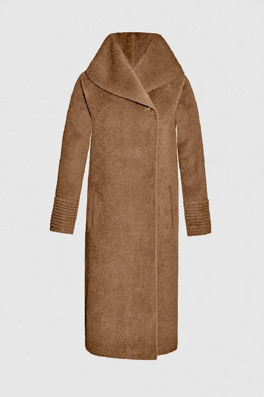 Comfy Chic Wear Bouclé Alpaca Long Hooded Coat