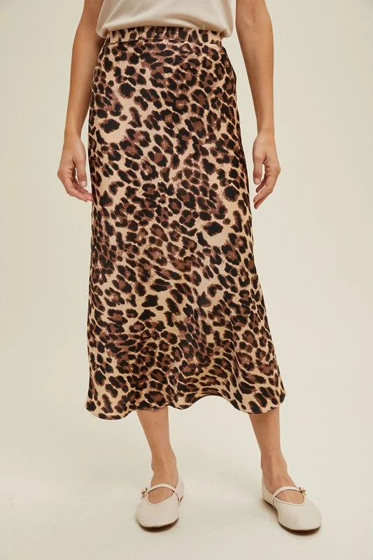 Soft Textures Animal Print Elegance Midi Skirt