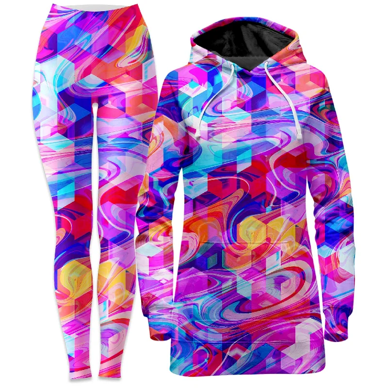 Simple Elegance Cubic Drop Hoodie Dress and Leggings Combo