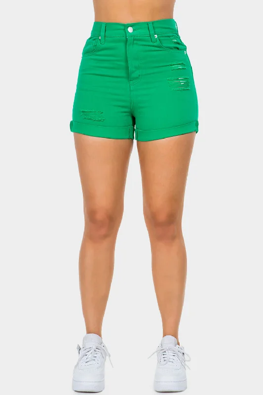 Sporty Wear American Bazi High Waist Distressed Denim Shorts