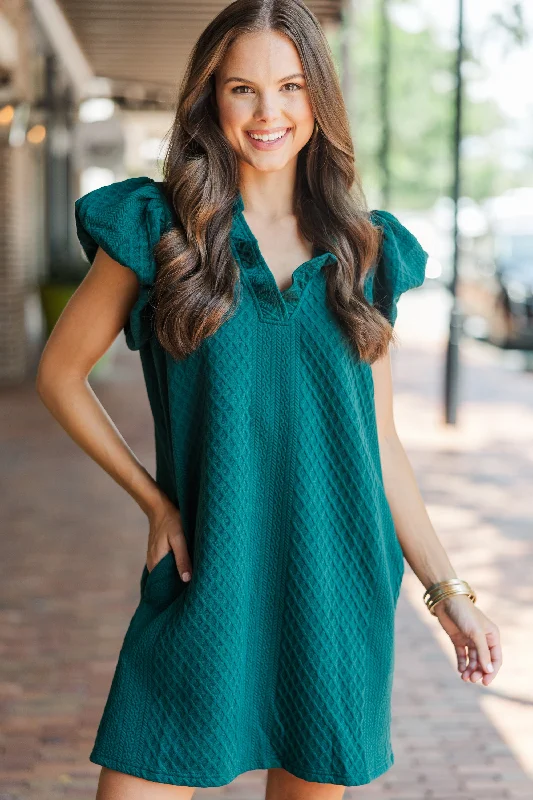 Elegant Wear Something New Forest Green Textured Dress