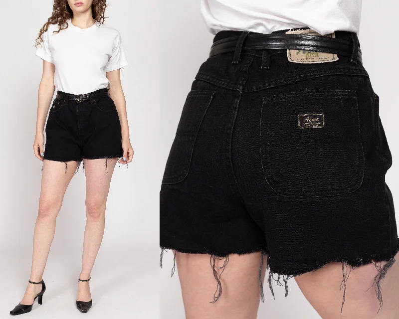 Comfortable Tops Large 90s Black High Waisted Cutoff Jean Shorts 32"