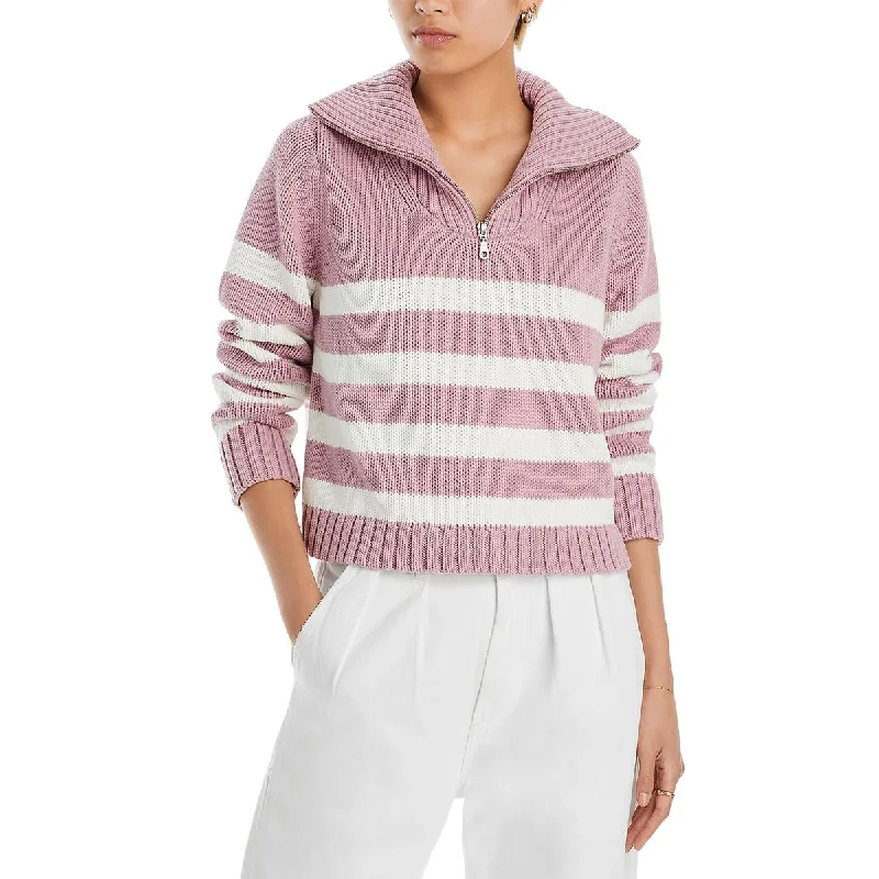 Soft Fabrics Kule Womens Matey Striped Cable Knit Turtleneck Sweater