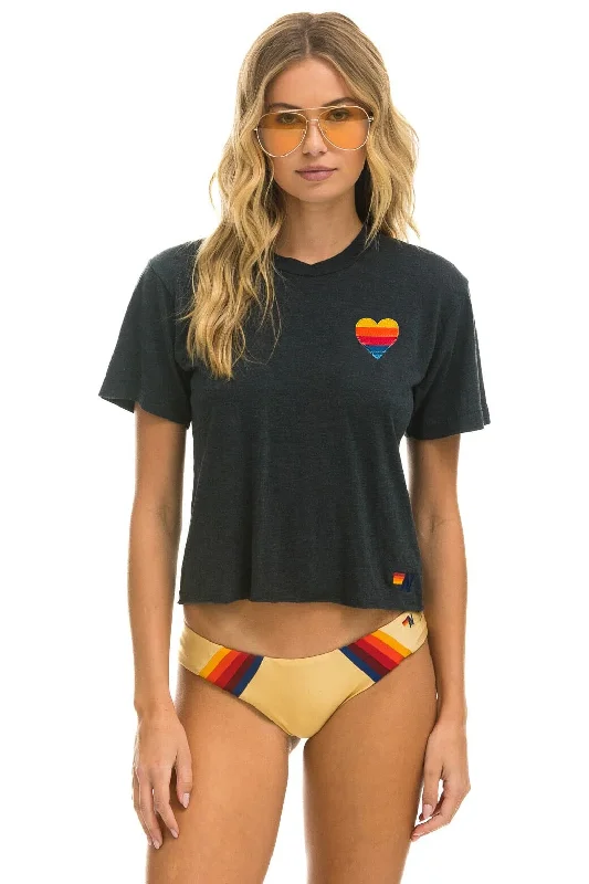 Minimal Comfort HEART STITCH 5 BOYFRIEND TEE - CHARCOAL
