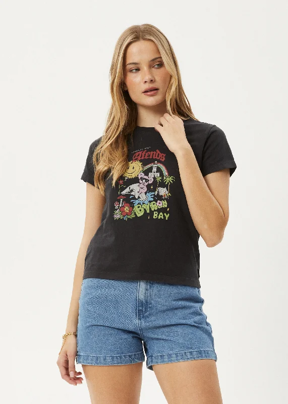 Timeless Style AFENDS Womens Greetings - Regular Tee - Stone Black