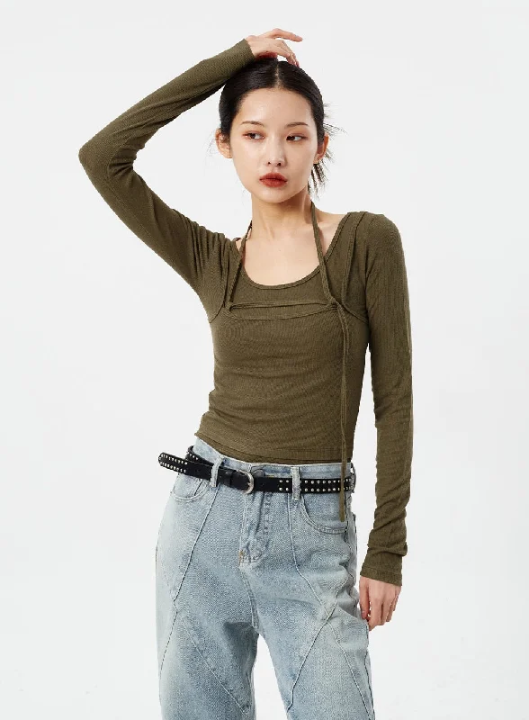 Easy Comfort Style Layered Neck Strap Top CM307