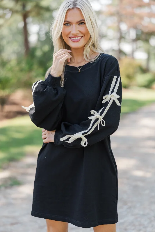 Casual Fit You Know Best Black Bow Detailed Dress