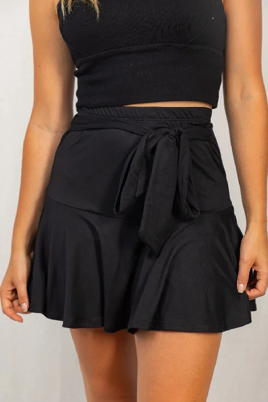 Easygoing Style Sassy Tiered Skort, Black