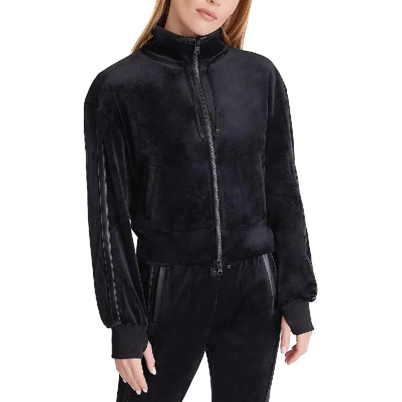 Simple Chic Blanc Noir Womens Velour Sporty Soft Shell Jacket