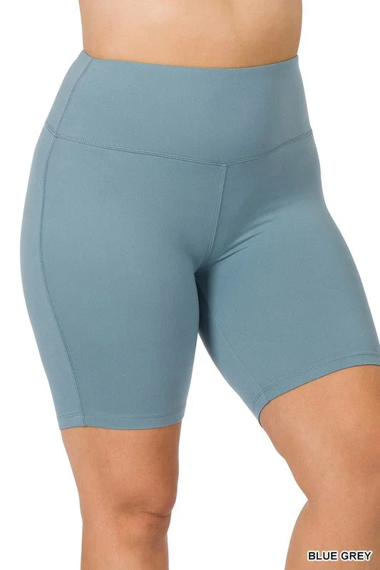 Soft Fabrics Plus Size Brushed Wide Waistband Biker Shorts