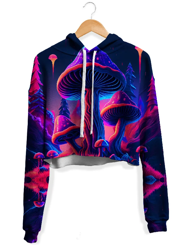 Relaxed Tops Shroom Trip Fleece Crop Hoodie